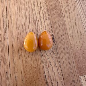 Glossy Orange Teardrop Earrings